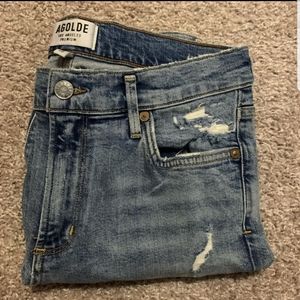 Agolde light wash distressed jeans